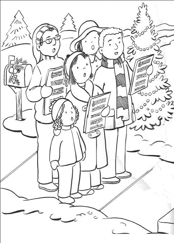 desene de colorat planse copii cantand colinde